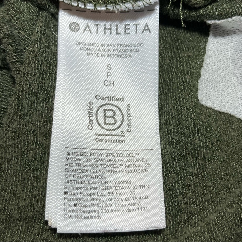 Athleta Sunrise V-Neck Sweatshirt Womens Small Green Pullover Thumbholes Soft - Picture 6 of 13